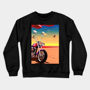 COOL MOTORCYCLE 9ON THE BEACH RETRO STYLE Crewneck Sweatshirt